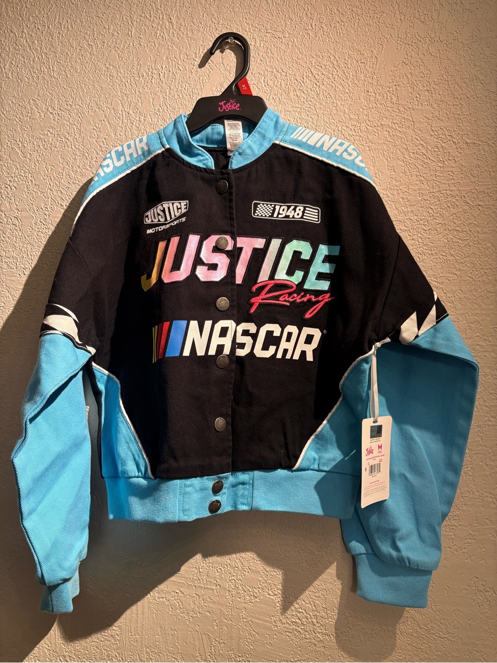 Justice Black and Light Blue NASCAR Racing Jacket